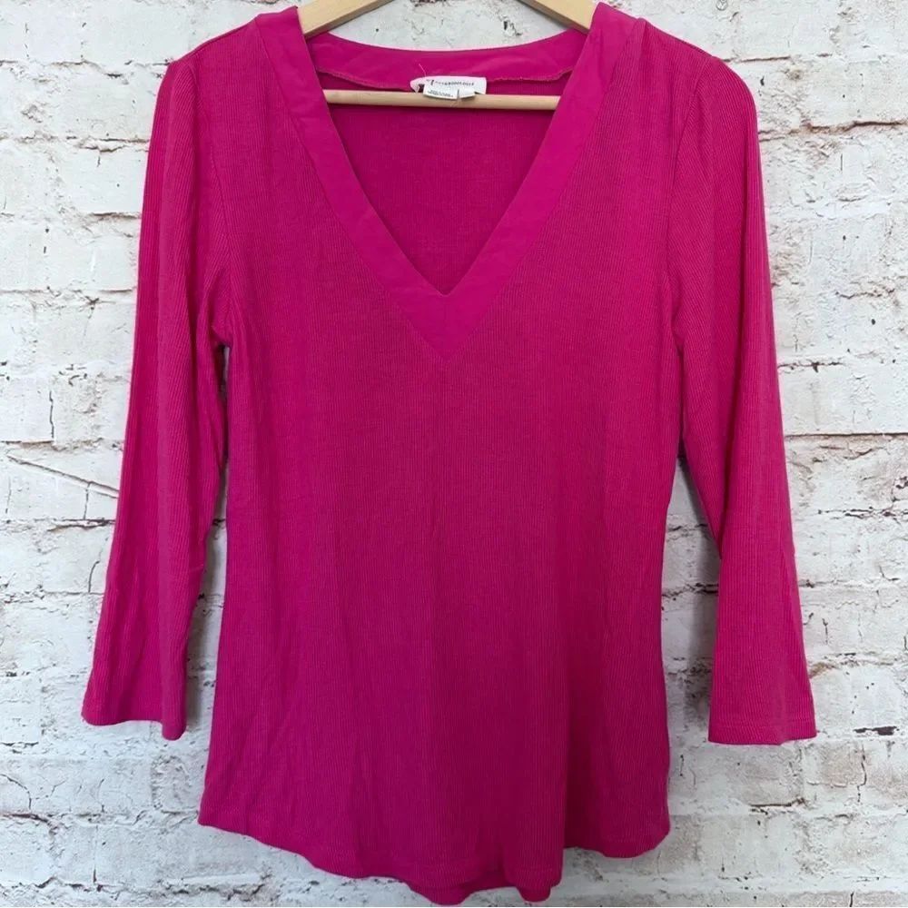 Anthropologie ribbed v neck top